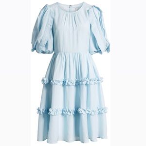 RACHEL PARCELL-Ruffle Sleeve Dress Blue Winter